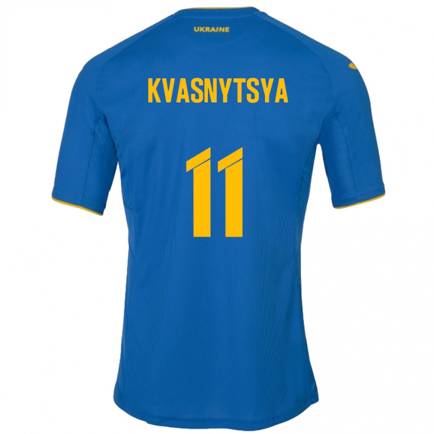 Kids Football Ukraine Ilya Kvasnytsya #11 Blue Away Jersey 24-26 T-Shirt Canada