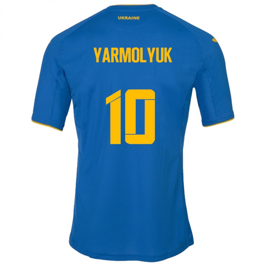 Kids Football Ukraine Yegor Yarmolyuk #10 Blue Away Jersey 24-26 T-Shirt Canada