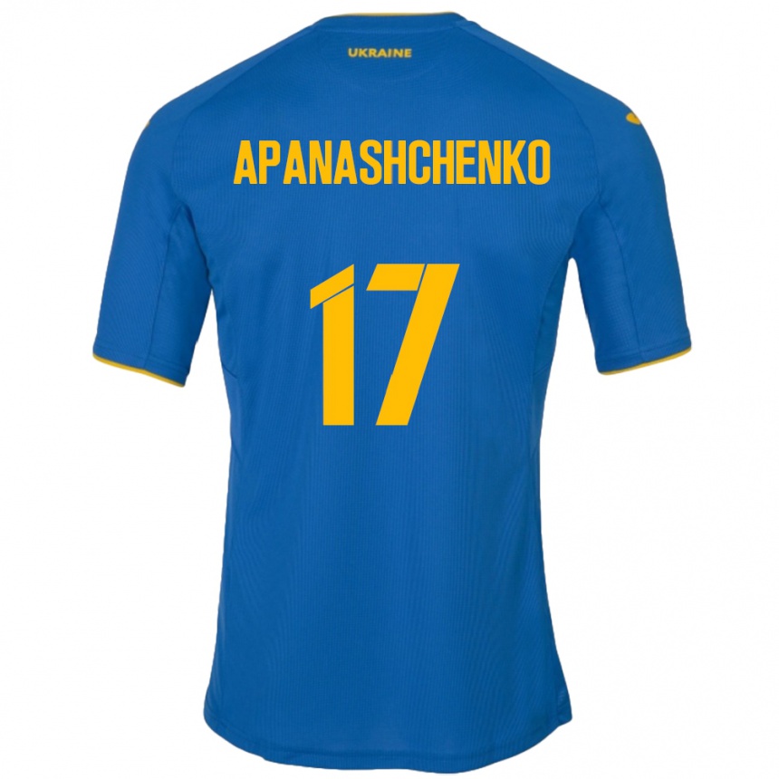 Kids Football Ukraine Daryna Apanashchenko #17 Blue Away Jersey 24-26 T-Shirt Canada