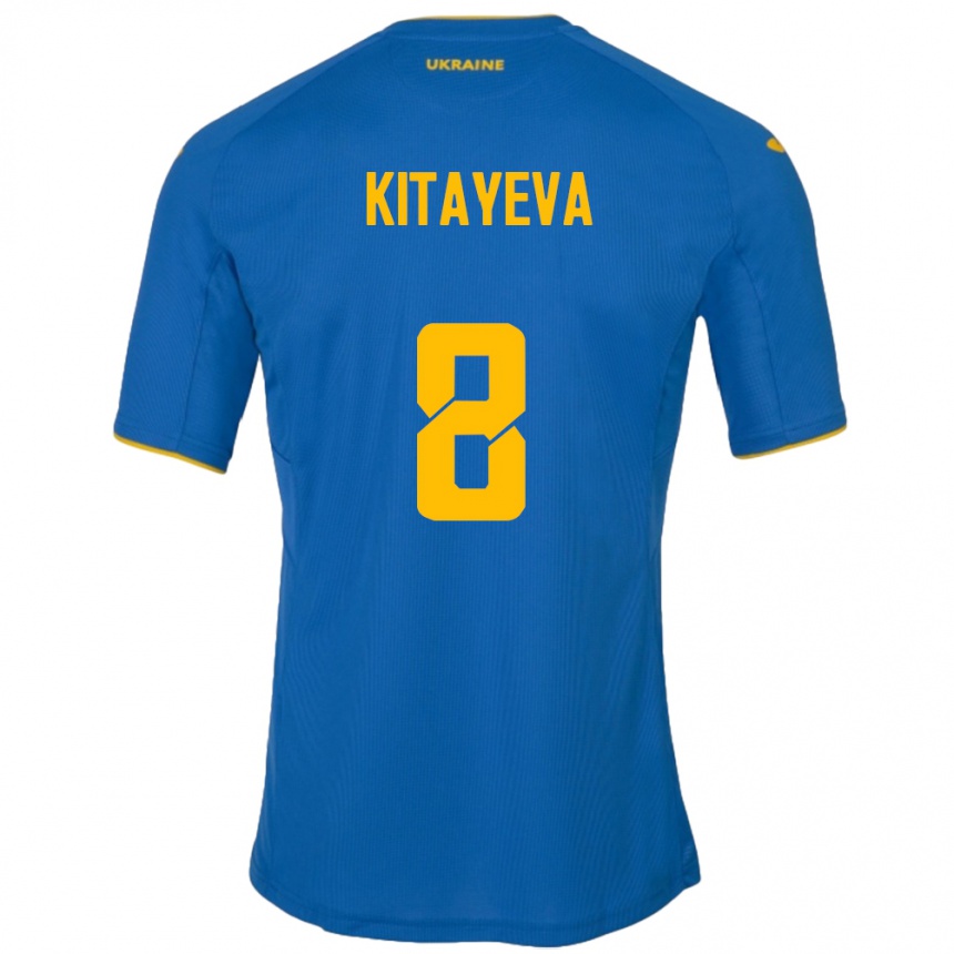 Kids Football Ukraine Tetyana Kitayeva #8 Blue Away Jersey 24-26 T-Shirt Canada