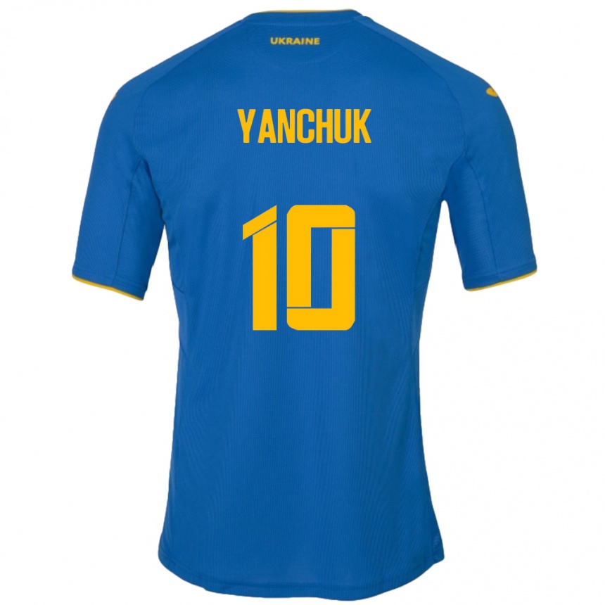 Kids Football Ukraine Polina Yanchuk #10 Blue Away Jersey 24-26 T-Shirt Canada