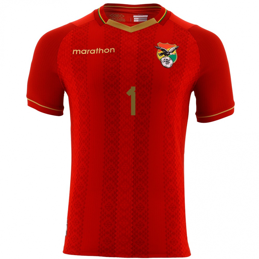 Kids Football Bolivia Bruno Poveda #1 Red Away Jersey 24-26 T-Shirt Canada