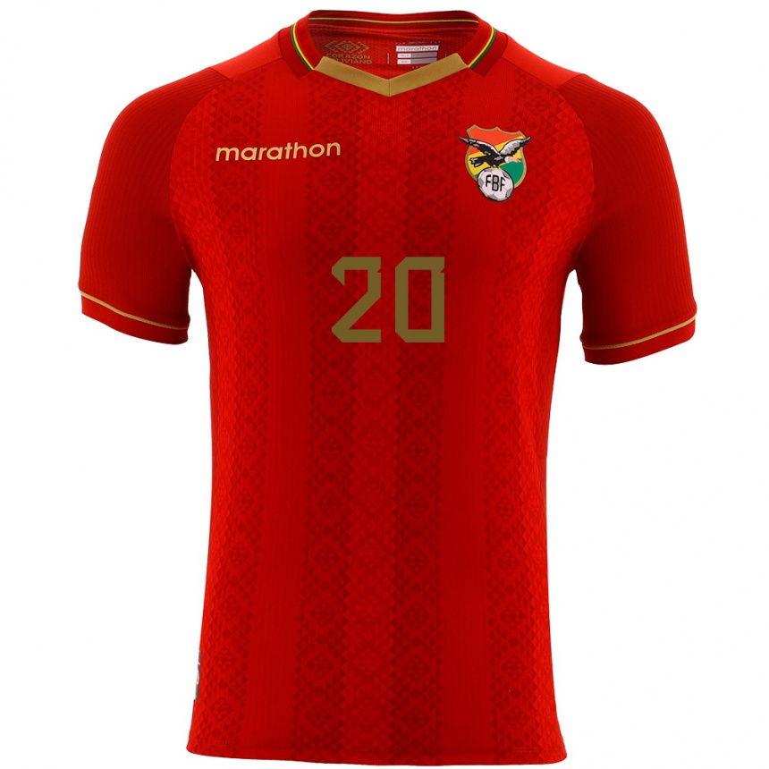 Kids Football Bolivia Bernardo Loroño #20 Red Away Jersey 24-26 T-Shirt Canada