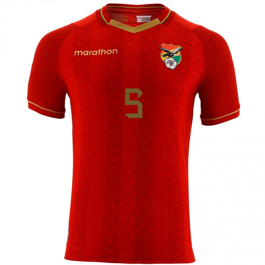 Kids Football Bolivia Adrián Jusino #5 Red Away Jersey 24-26 T-Shirt Canada