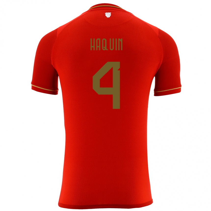 Kids Football Bolivia Luis Haquín #4 Red Away Jersey 24-26 T-Shirt Canada