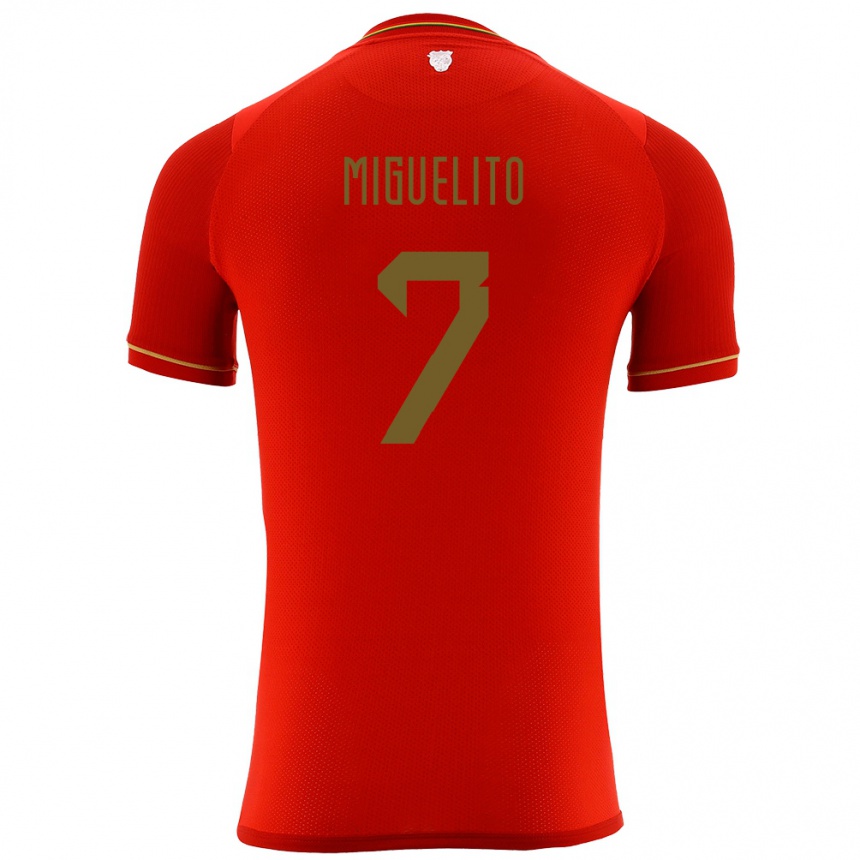 Kids Football Bolivia Miguelito #7 Red Away Jersey 24-26 T-Shirt Canada