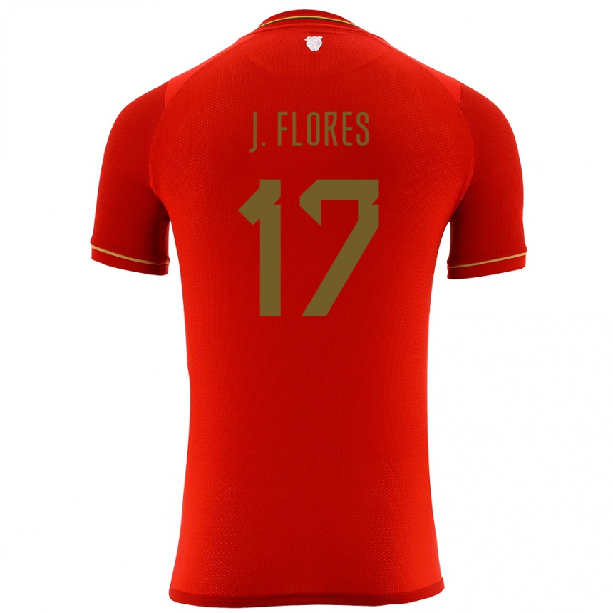 Kids Football Bolivia José Flores #17 Red Away Jersey 24-26 T-Shirt Canada