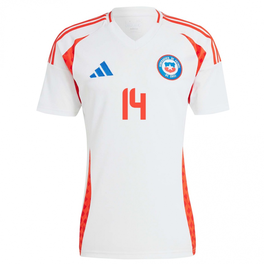 Kids Football Chile Leandro Hernández #14 White Away Jersey 24-26 T-Shirt Canada