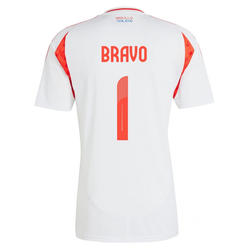 Kids Football Chile Claudio Bravo #1 White Away Jersey 24-26 T-Shirt Canada