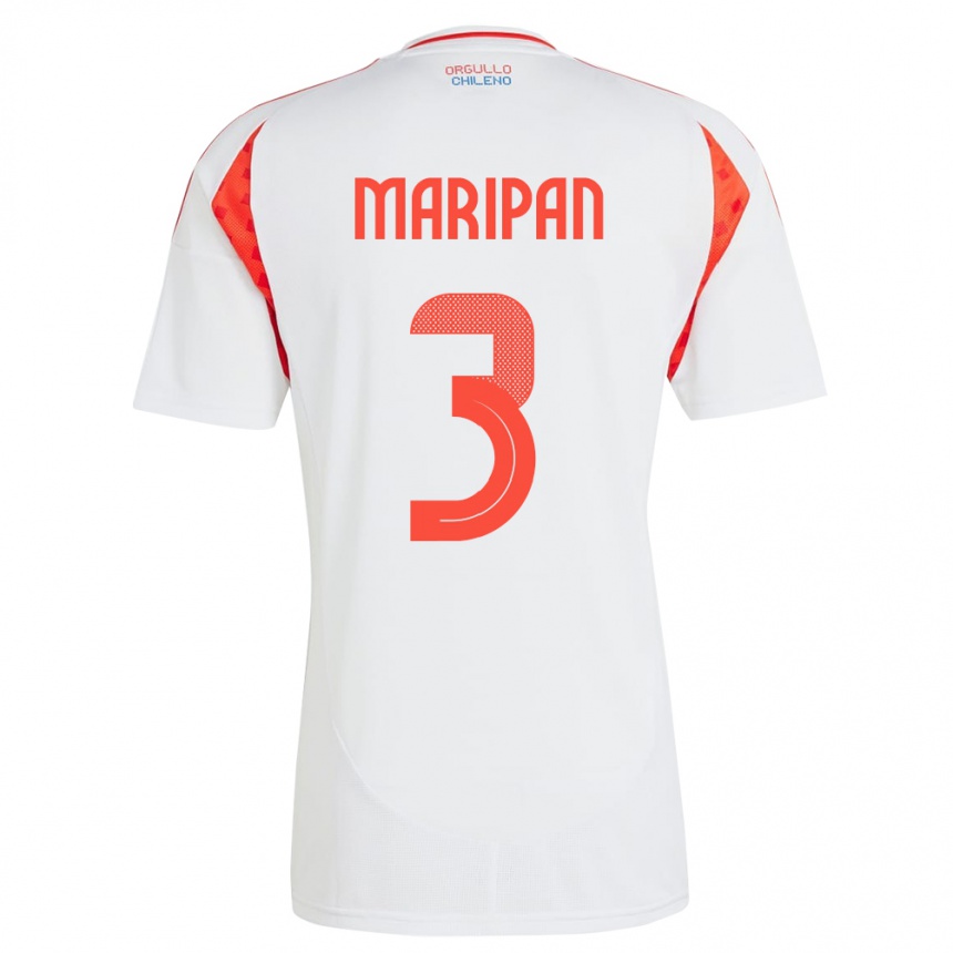 Kids Football Chile Guillermo Maripán #3 White Away Jersey 24-26 T-Shirt Canada