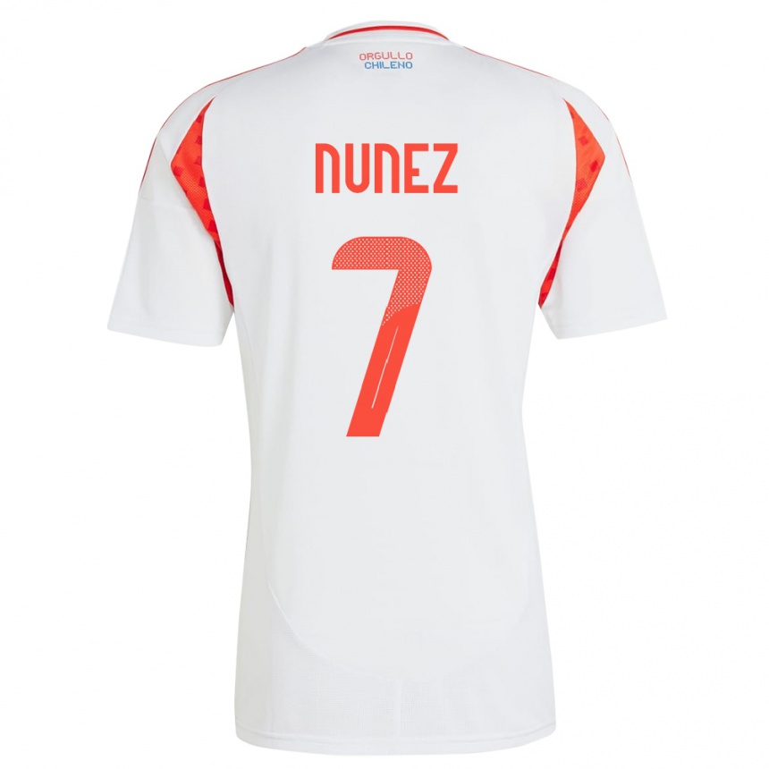 Kids Football Chile Marcelino Núñez #7 White Away Jersey 24-26 T-Shirt Canada