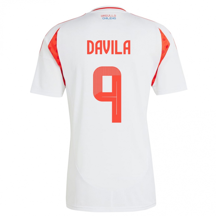 Kids Football Chile Víctor Dávila #9 White Away Jersey 24-26 T-Shirt Canada