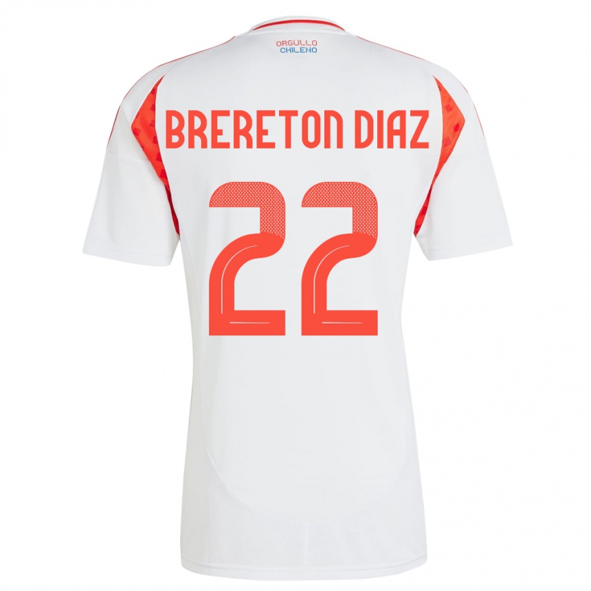 Kids Football Chile Ben Brereton Díaz #22 White Away Jersey 24-26 T-Shirt Canada