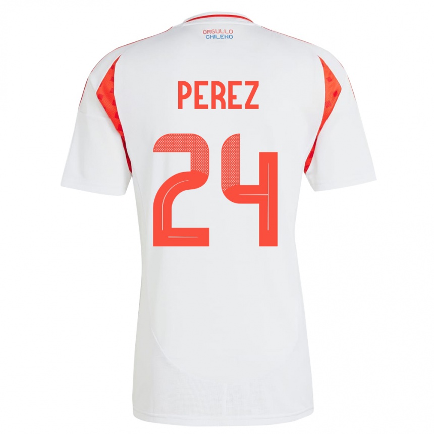 Kids Football Chile César Pérez #24 White Away Jersey 24-26 T-Shirt Canada