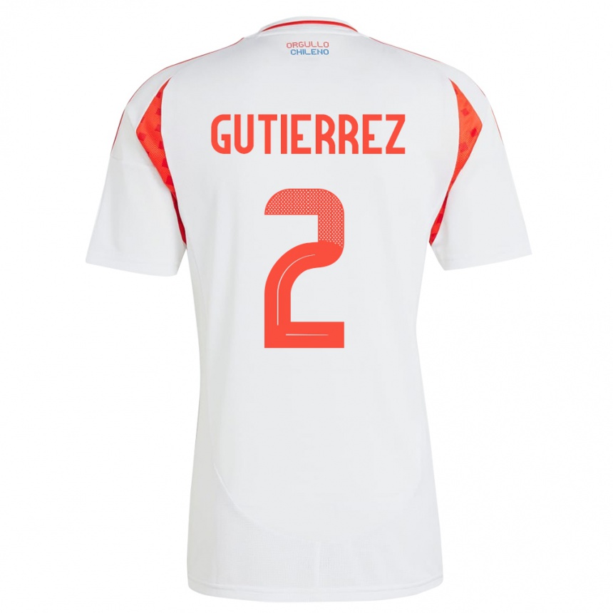 Kids Football Chile Joaquín Gutiérrez #2 White Away Jersey 24-26 T-Shirt Canada