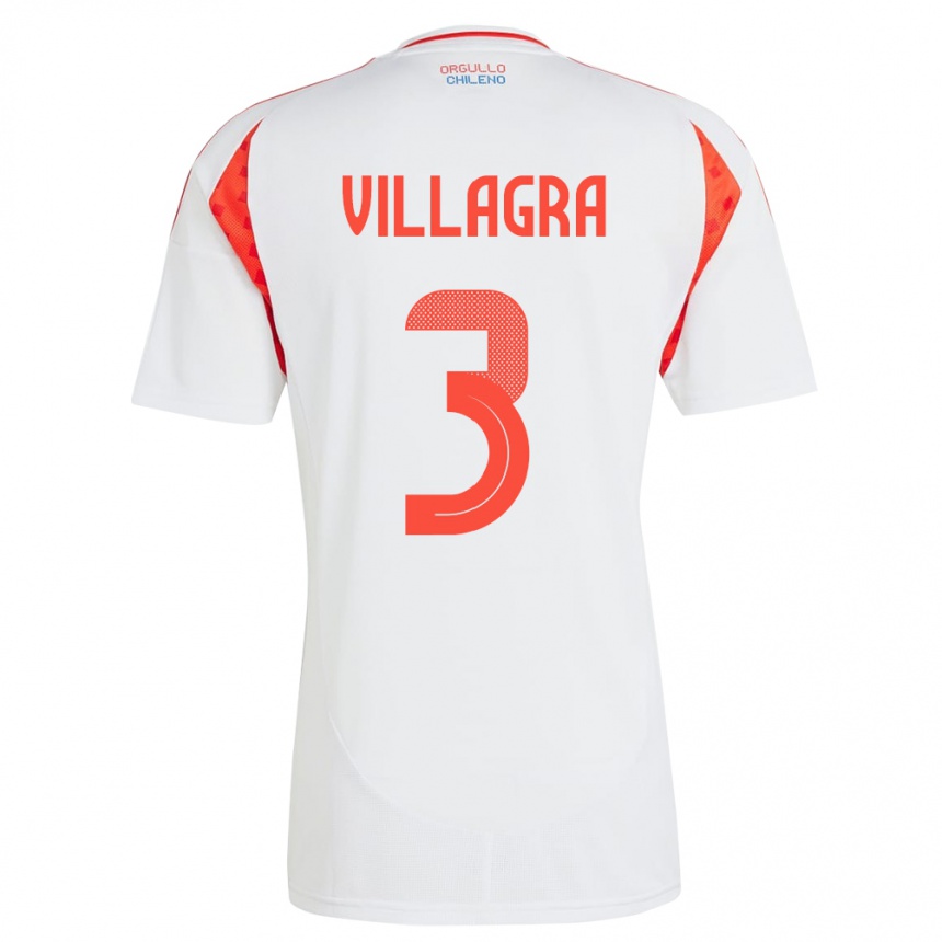 Kids Football Chile Jonathan Villagra #3 White Away Jersey 24-26 T-Shirt Canada