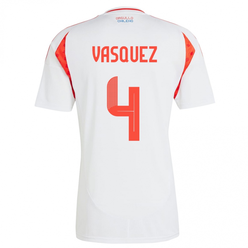 Kids Football Chile Matías Vásquez #4 White Away Jersey 24-26 T-Shirt Canada