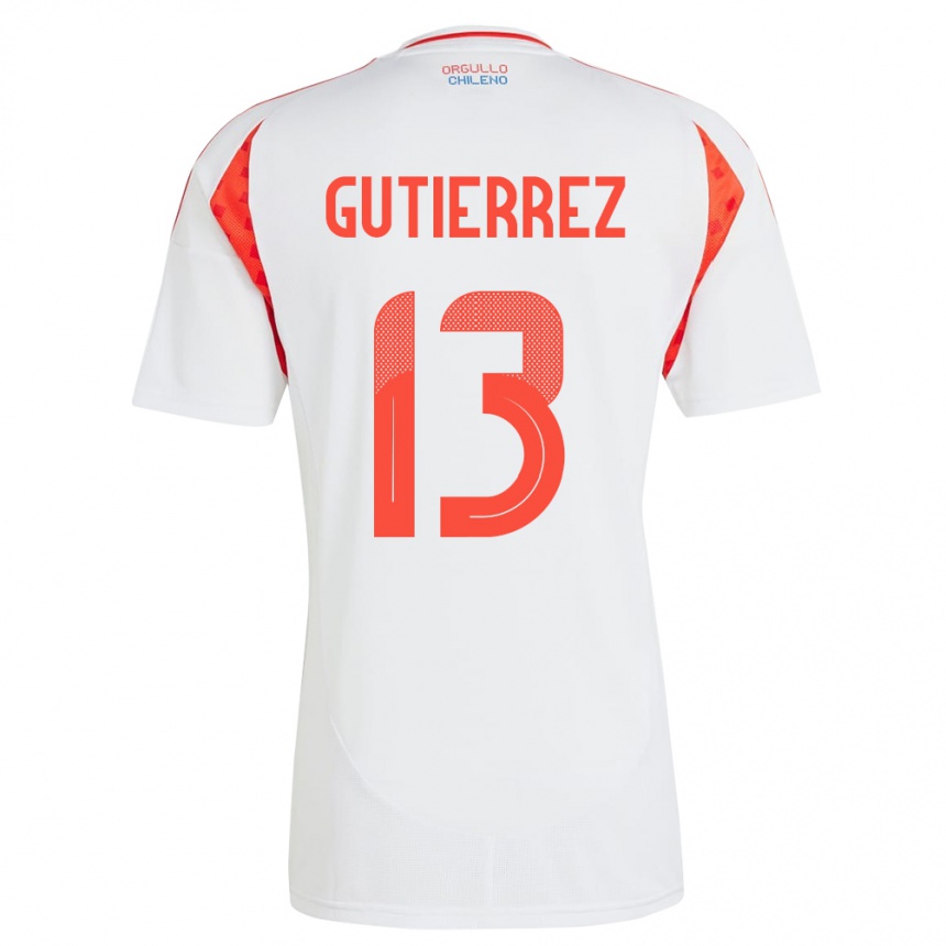 Kids Football Chile Daniel Gutiérrez #13 White Away Jersey 24-26 T-Shirt Canada