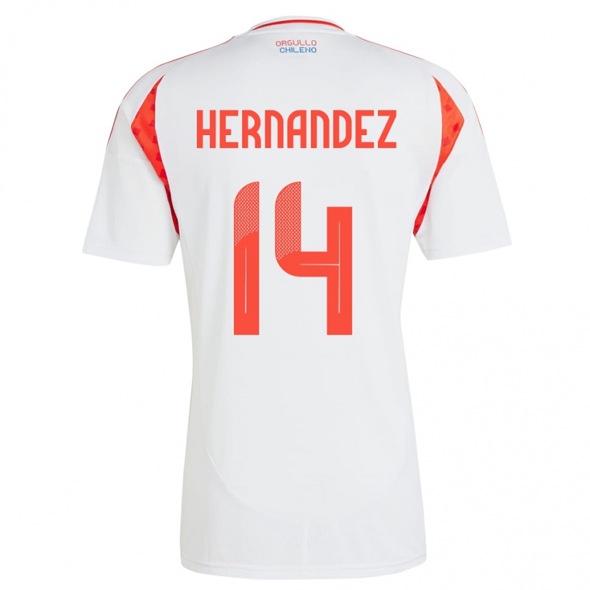 Kids Football Chile Leandro Hernández #14 White Away Jersey 24-26 T-Shirt Canada