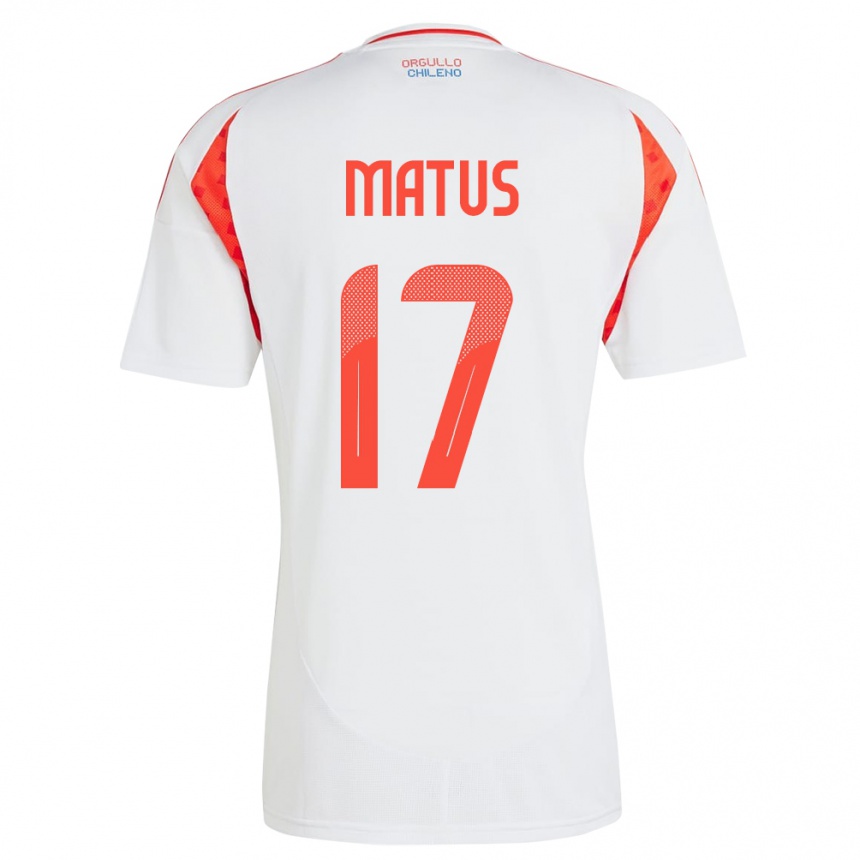 Kids Football Chile Esteban Matus #17 White Away Jersey 24-26 T-Shirt Canada