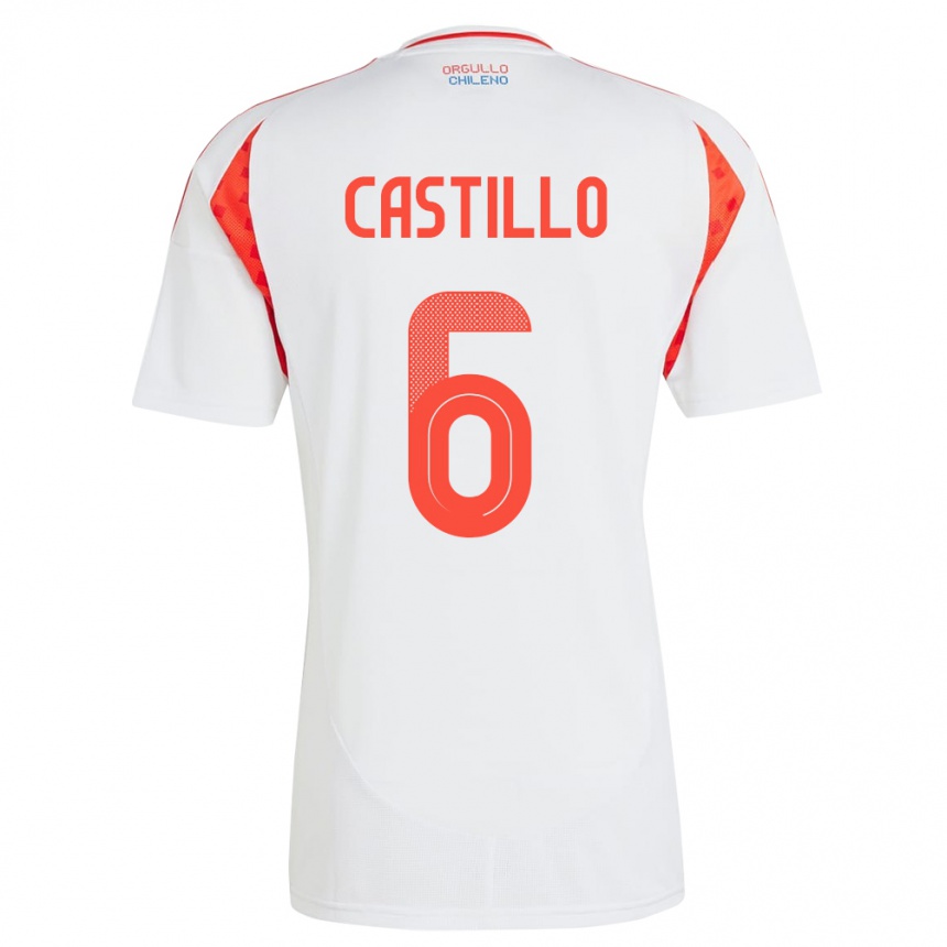 Kids Football Chile Cristóbal Castillo #6 White Away Jersey 24-26 T-Shirt Canada