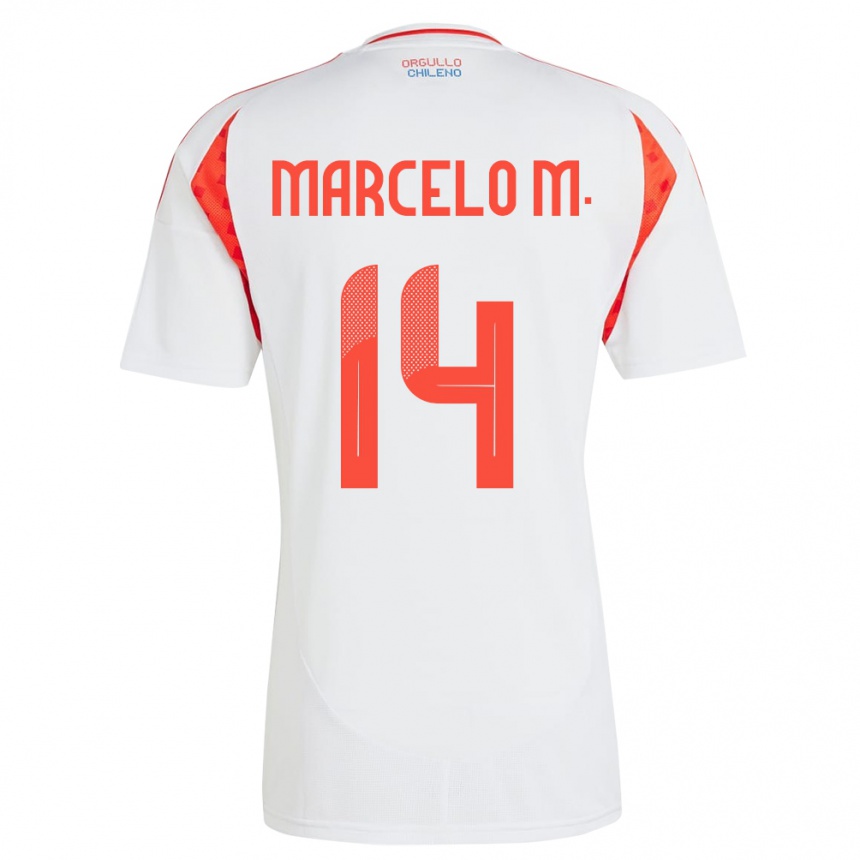 Kids Football Chile Marcelo Morales #14 White Away Jersey 24-26 T-Shirt Canada