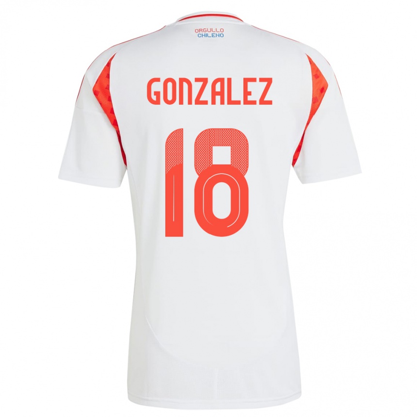 Kids Football Chile Bryan González #18 White Away Jersey 24-26 T-Shirt Canada