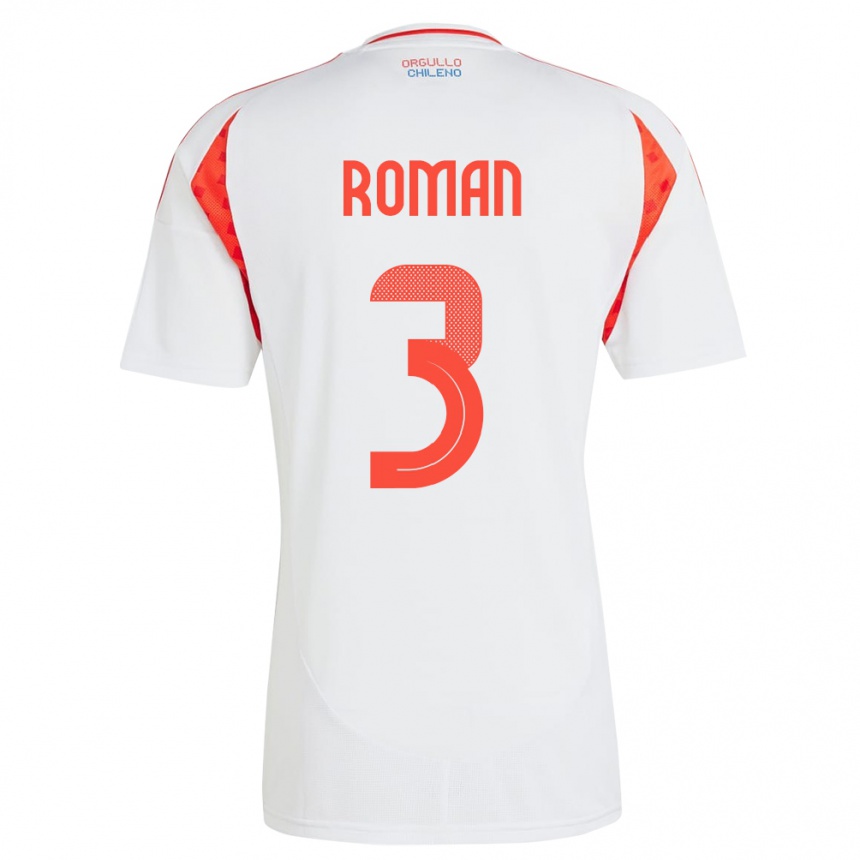 Kids Football Chile Iván Román #3 White Away Jersey 24-26 T-Shirt Canada