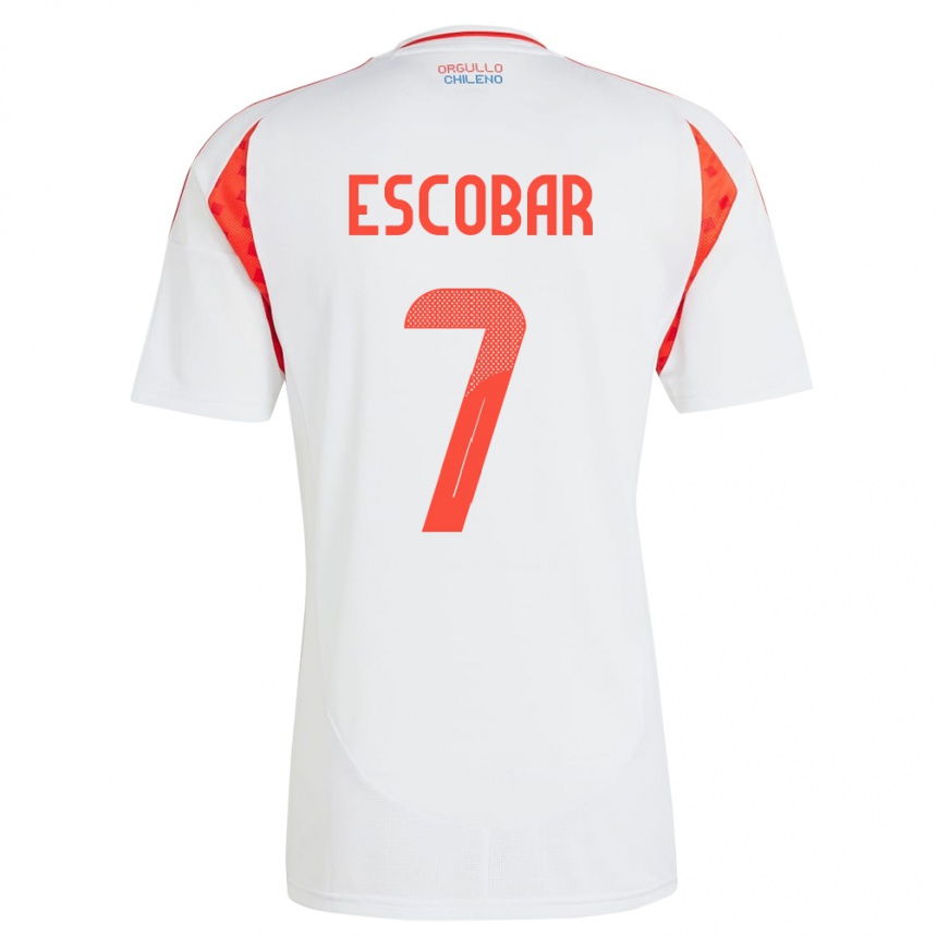 Kids Football Chile Bastián Escobar #7 White Away Jersey 24-26 T-Shirt Canada