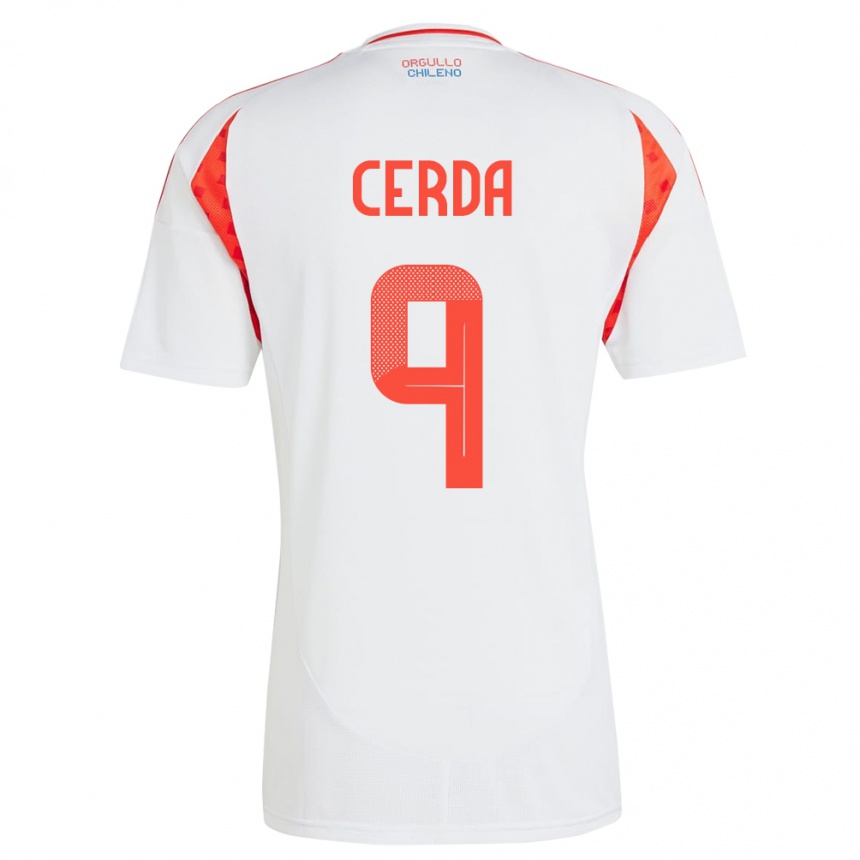 Kids Football Chile Axel Cerda #9 White Away Jersey 24-26 T-Shirt Canada