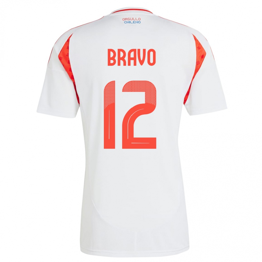 Kids Football Chile Christian Bravo #12 White Away Jersey 24-26 T-Shirt Canada