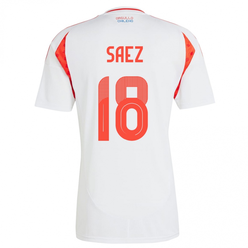 Kids Football Chile Camila Sáez #18 White Away Jersey 24-26 T-Shirt Canada