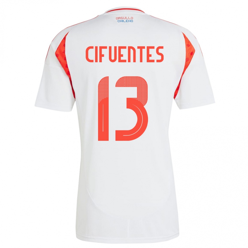 Kids Football Chile Anaís Cifuentes #13 White Away Jersey 24-26 T-Shirt Canada