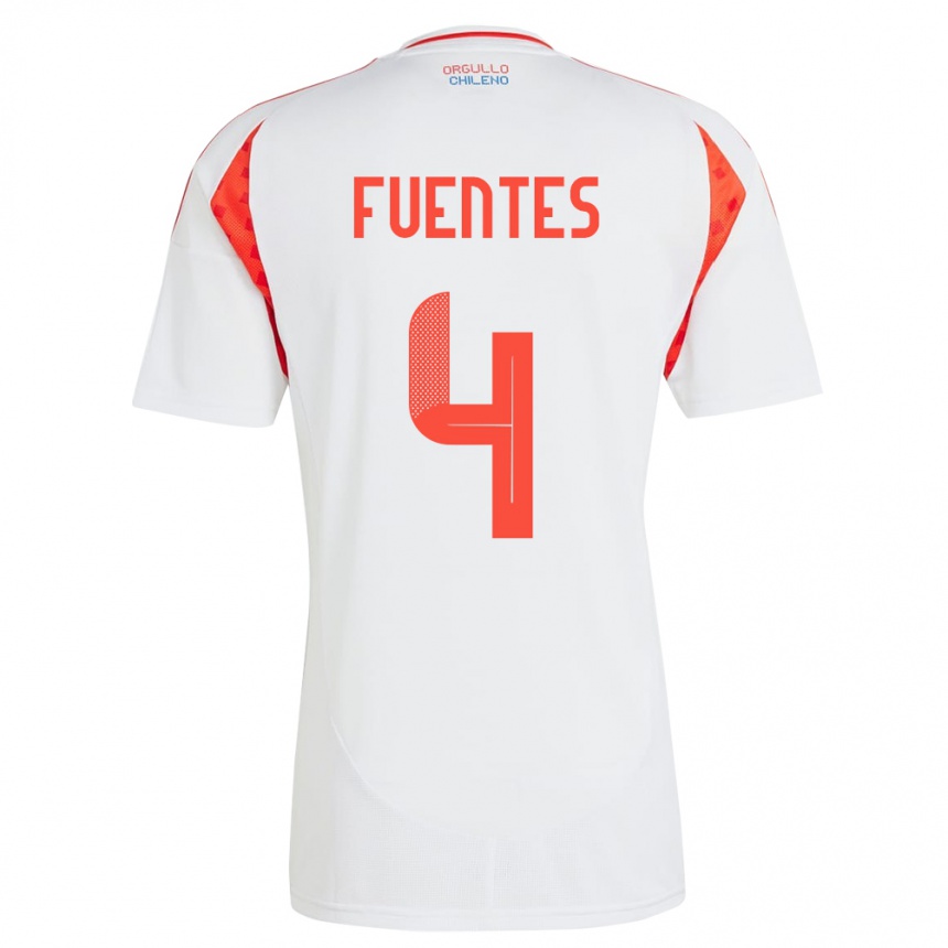 Kids Football Chile Karen Fuentes #4 White Away Jersey 24-26 T-Shirt Canada