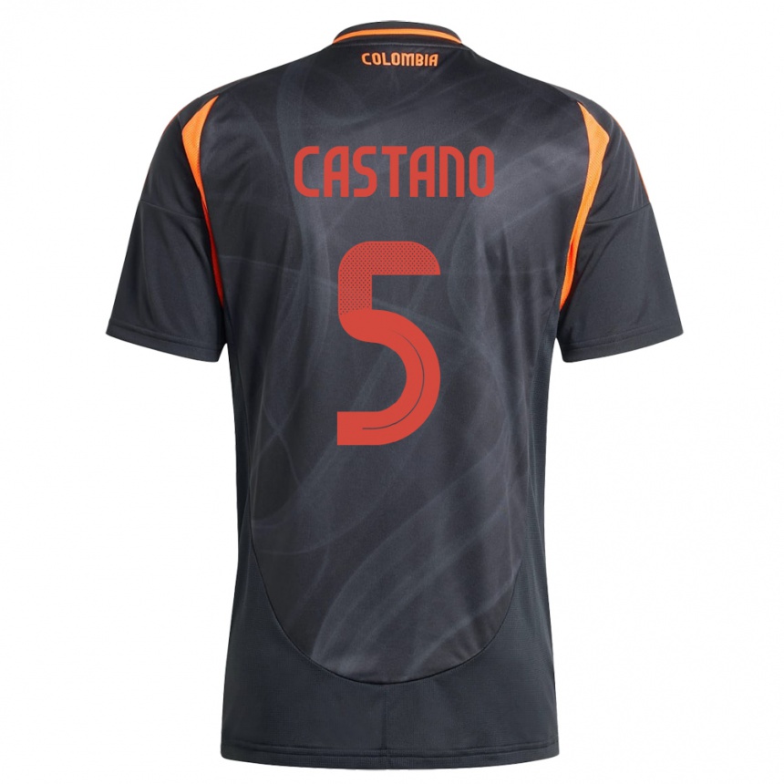 Kids Football Colombia Kevin Castaño #5 Black Away Jersey 24-26 T-Shirt Canada