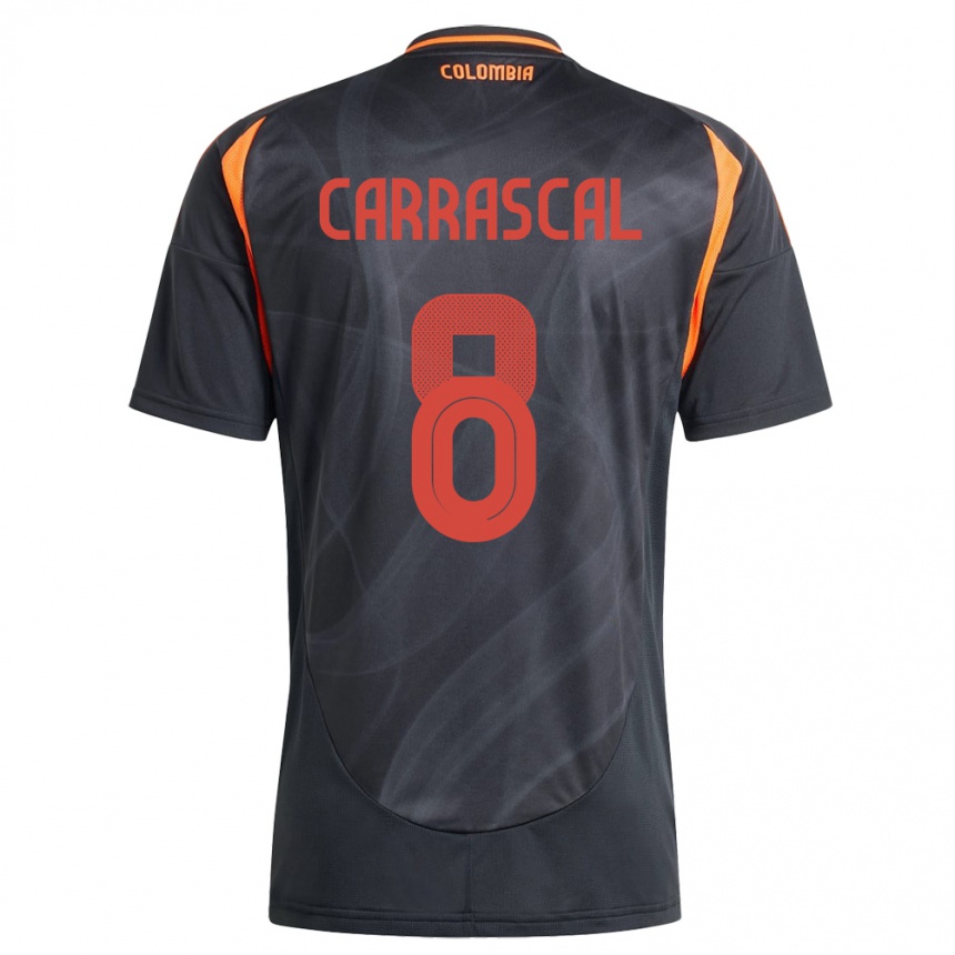 Kids Football Colombia Jorge Carrascal #8 Black Away Jersey 24-26 T-Shirt Canada