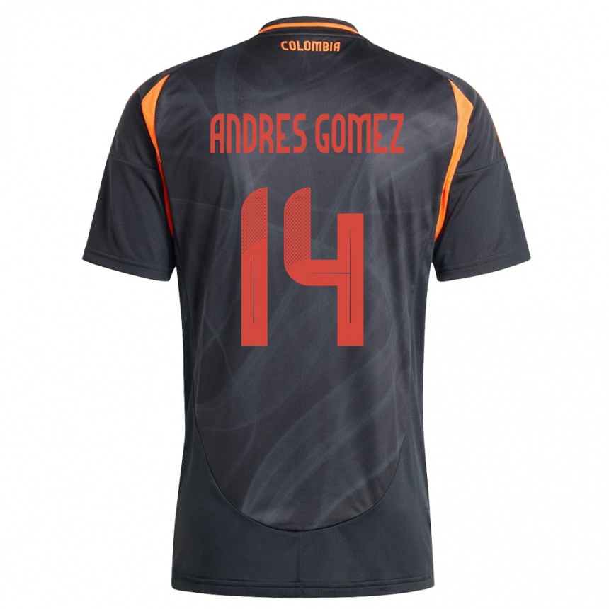 Kids Football Colombia Carlos Andrés Gómez #14 Black Away Jersey 24-26 T-Shirt Canada