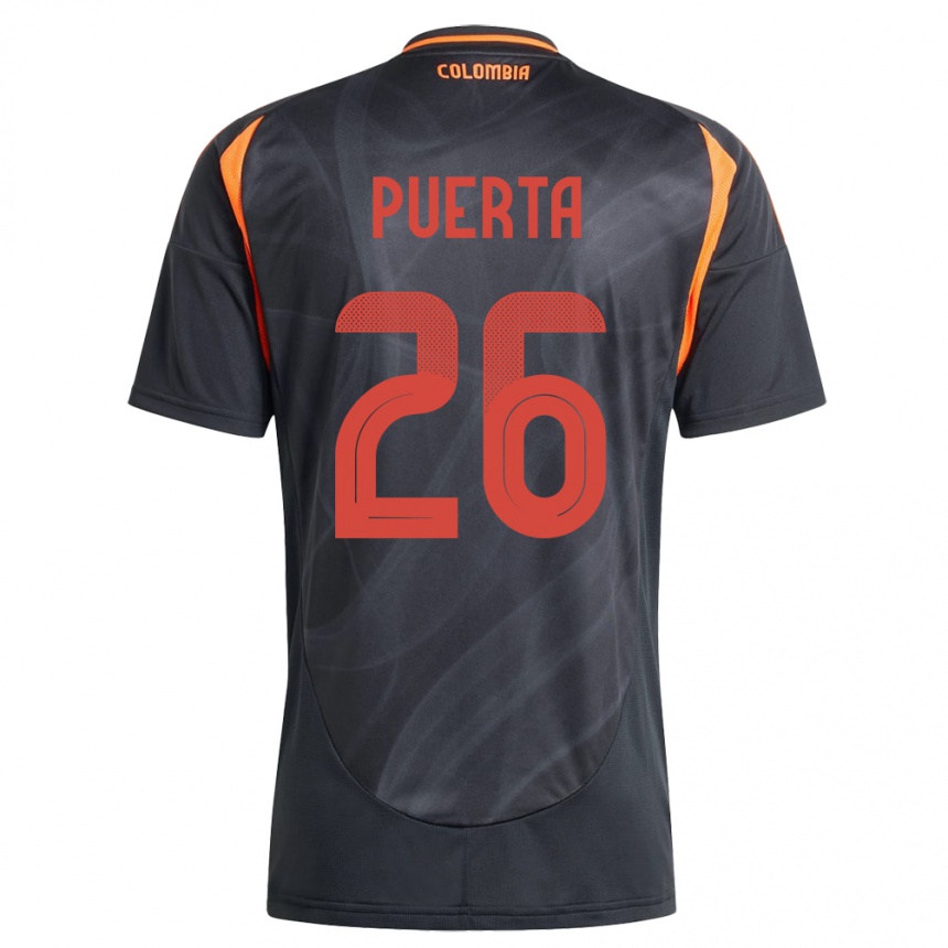 Kids Football Colombia Gustavo Puerta #26 Black Away Jersey 24-26 T-Shirt Canada