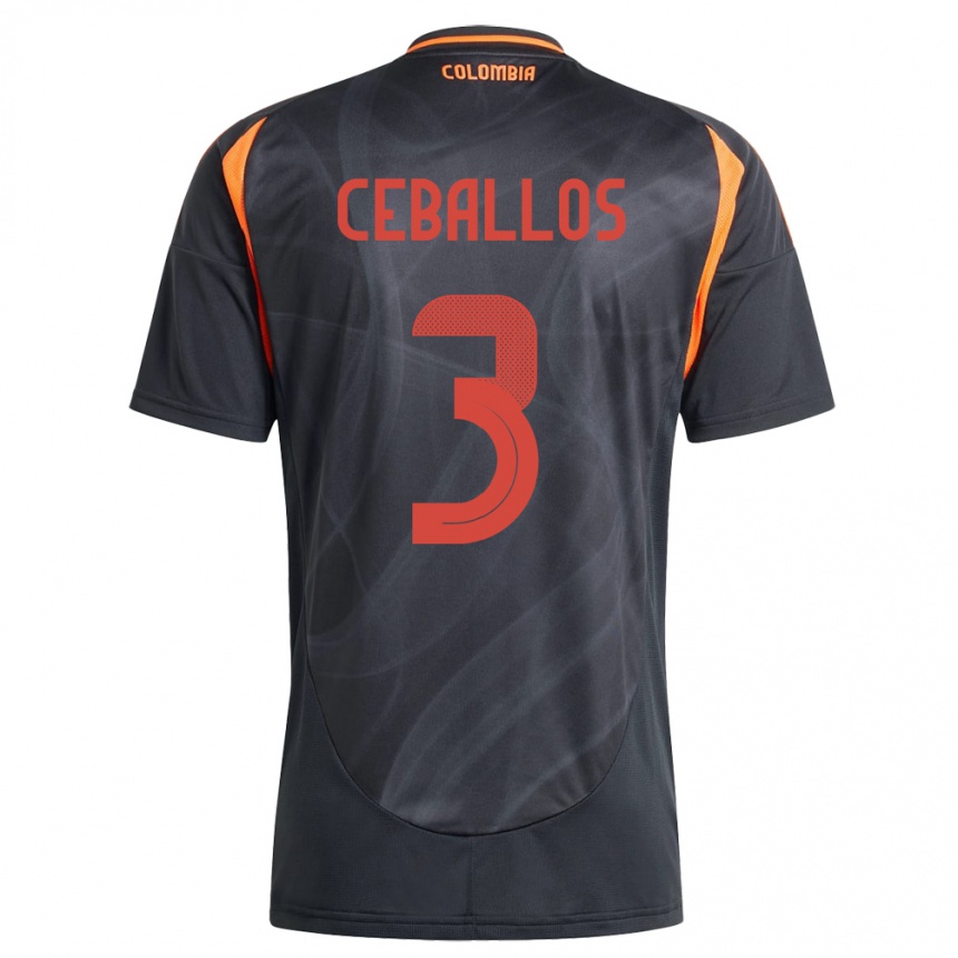 Kids Football Colombia Brayan Ceballos #3 Black Away Jersey 24-26 T-Shirt Canada