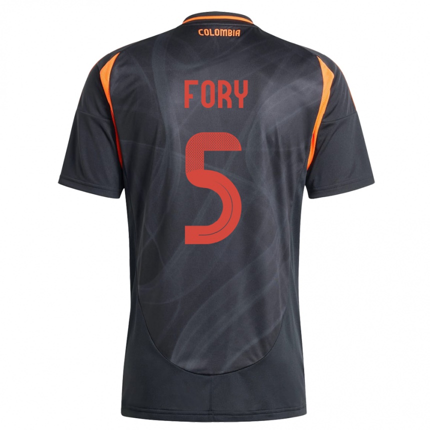 Kids Football Colombia Jimer Fory #5 Black Away Jersey 24-26 T-Shirt Canada