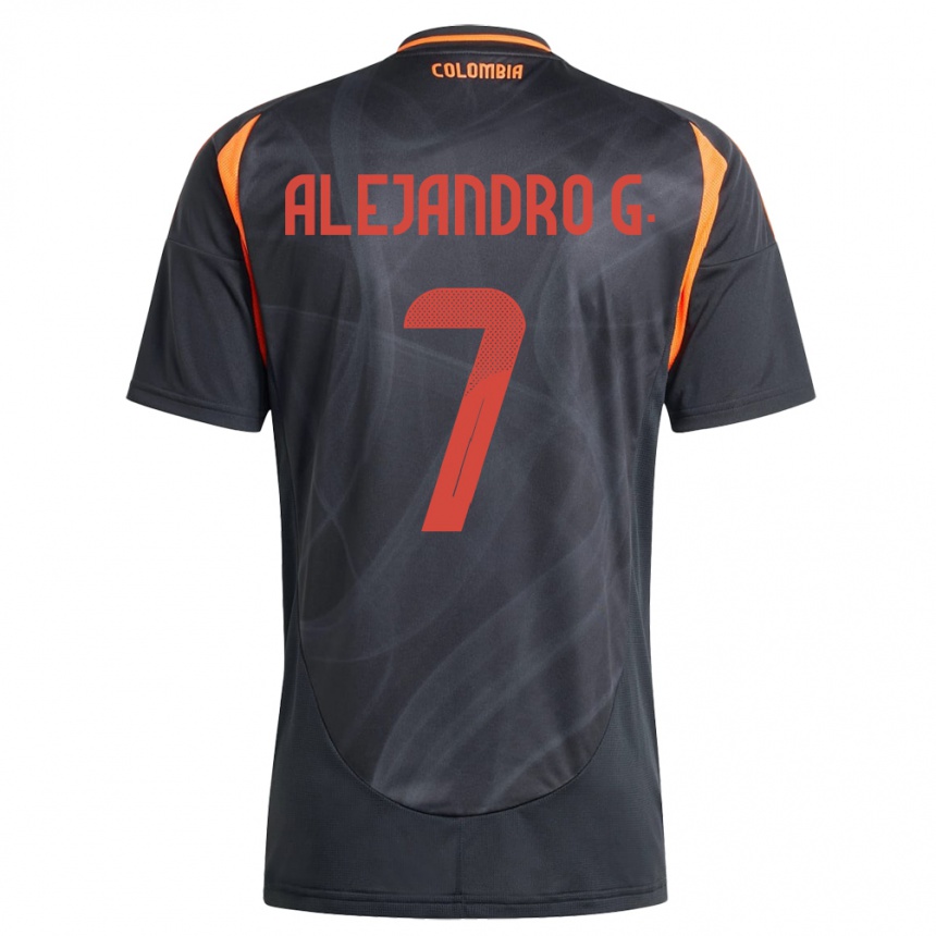 Kids Football Colombia Alejandro García #7 Black Away Jersey 24-26 T-Shirt Canada