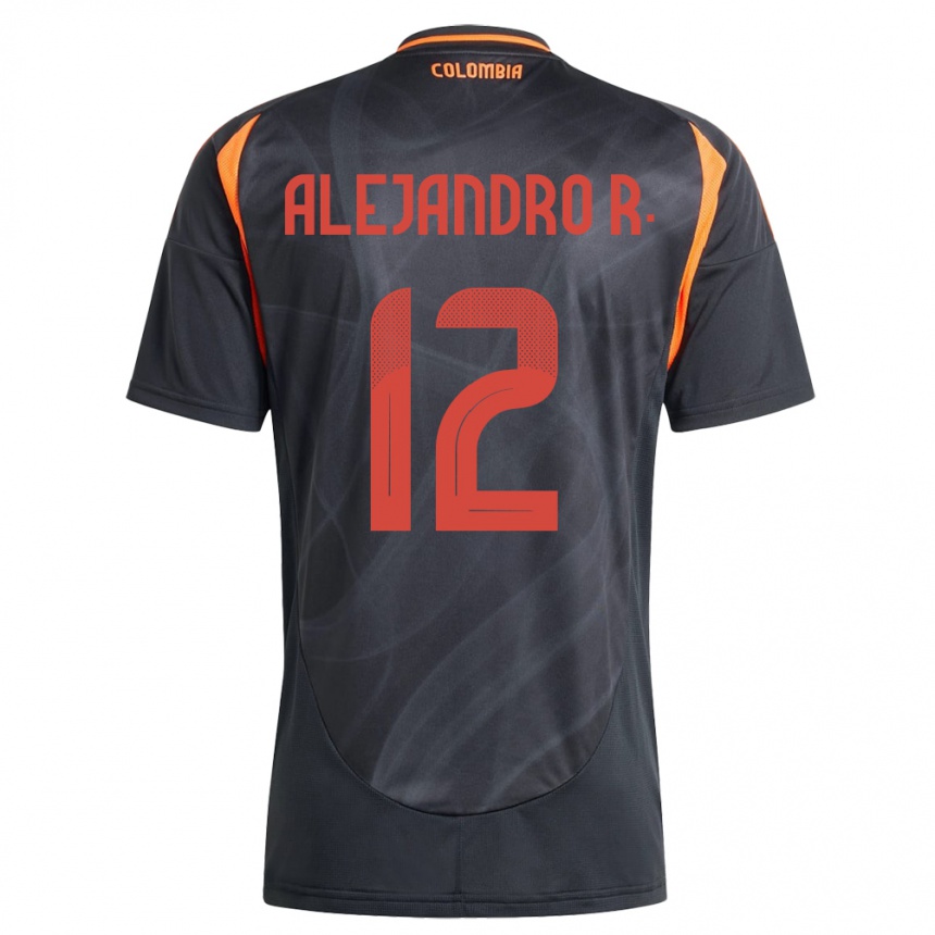 Kids Football Colombia Alejandro Rodríguez #12 Black Away Jersey 24-26 T-Shirt Canada