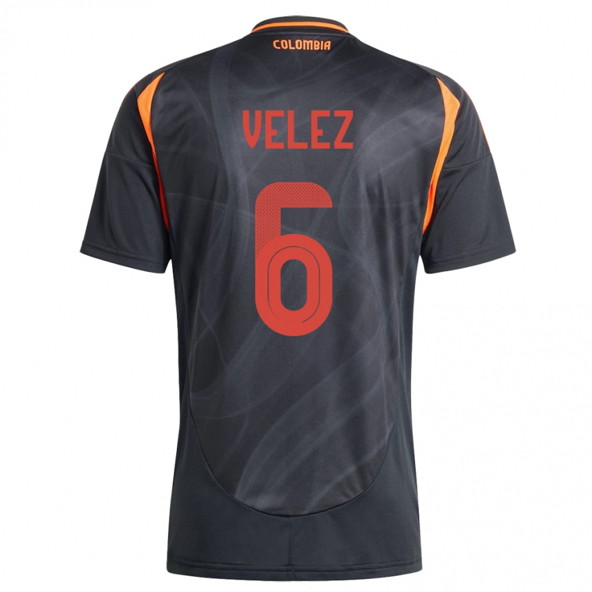 Kids Football Colombia Jhon Vélez #6 Black Away Jersey 24-26 T-Shirt Canada