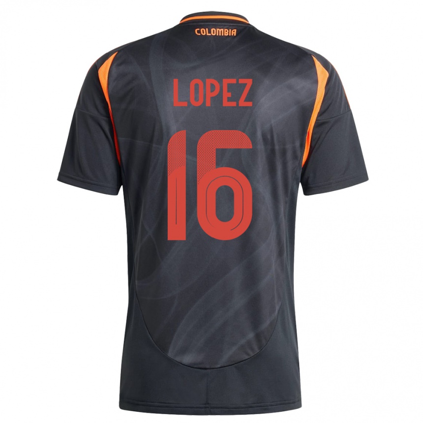 Kids Football Colombia William López #16 Black Away Jersey 24-26 T-Shirt Canada