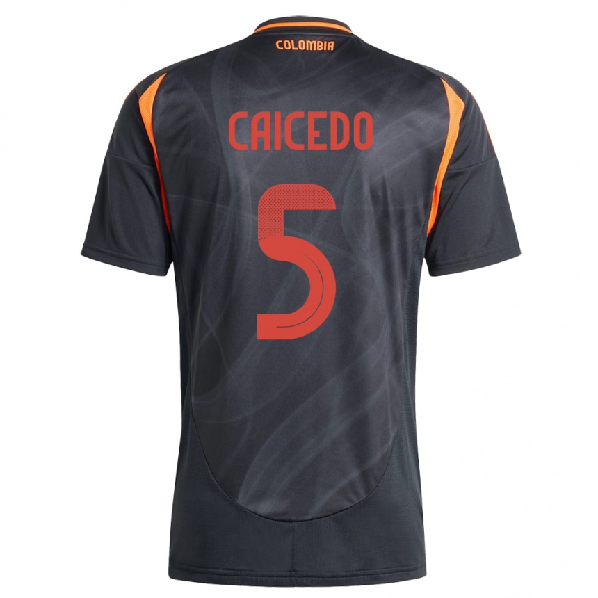 Kids Football Colombia Kelly Caicedo #5 Black Away Jersey 24-26 T-Shirt Canada