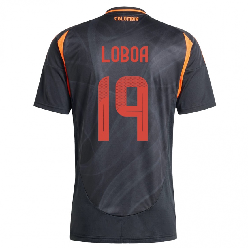 Kids Football Colombia Valerin Loboa #19 Black Away Jersey 24-26 T-Shirt Canada