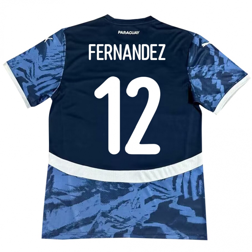 Kids Football Paraguay Gatito Fernández #12 Blue Away Jersey 24-26 T-Shirt Canada