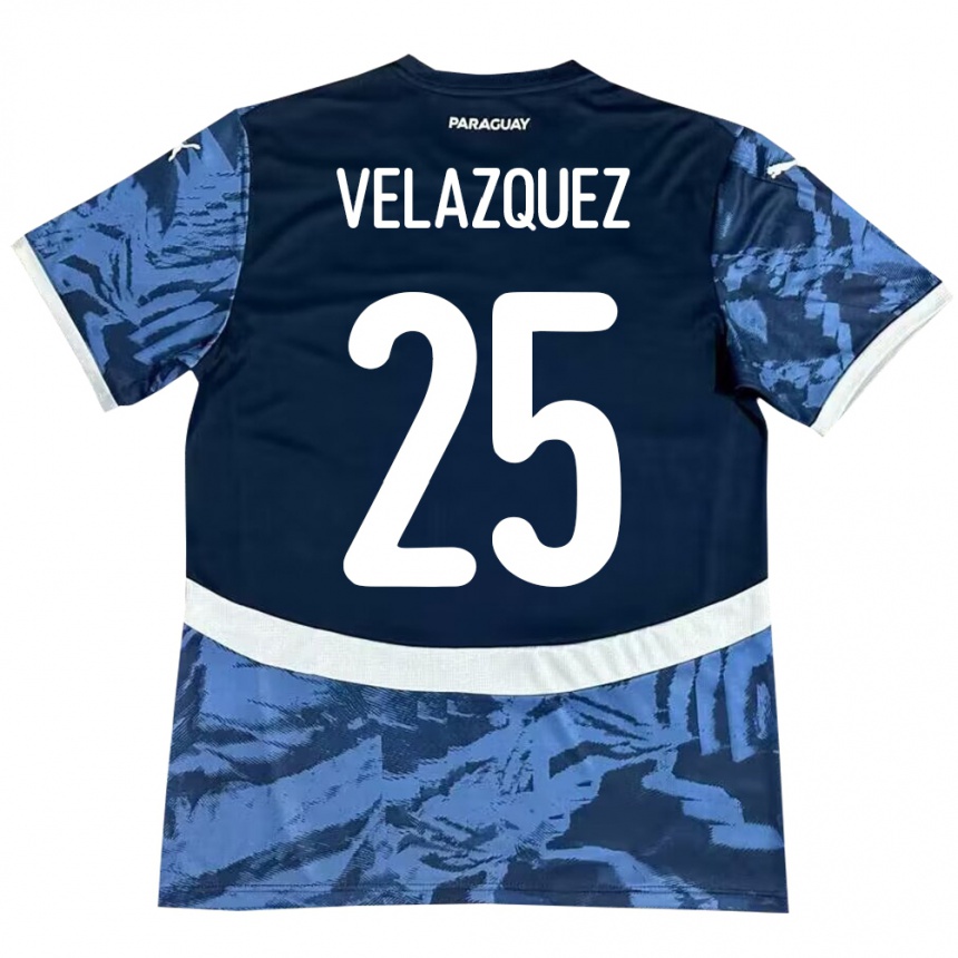 Kids Football Paraguay Gustavo Velázquez #25 Blue Away Jersey 24-26 T-Shirt Canada