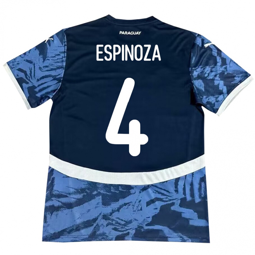 Kids Football Paraguay Matías Espinoza #4 Blue Away Jersey 24-26 T-Shirt Canada