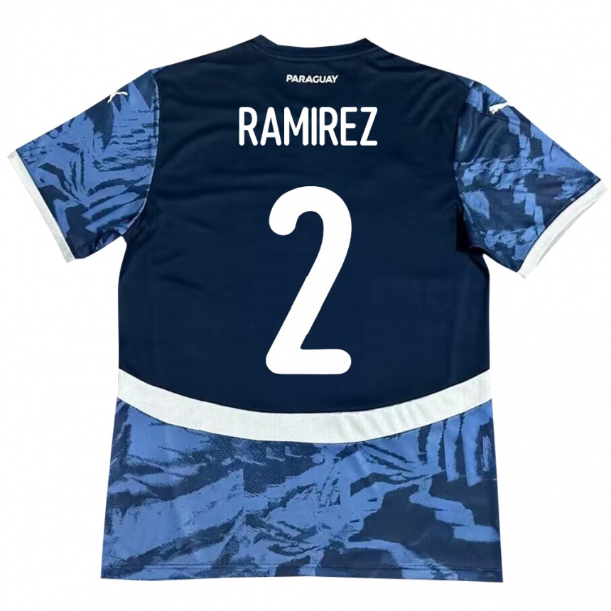 Kids Football Paraguay Iván Ramírez #2 Blue Away Jersey 24-26 T-Shirt Canada